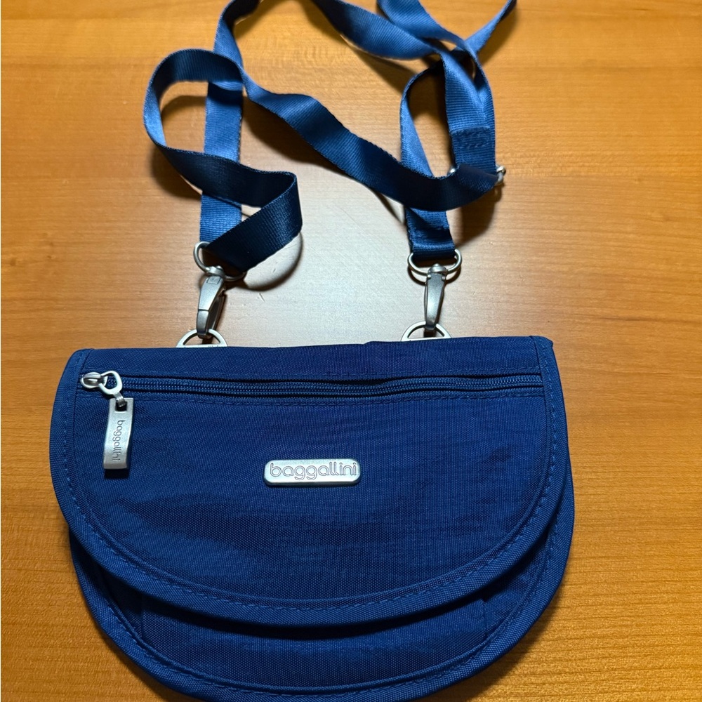 Baggallini Blue Crossbody Bag with Adjustable Strap and Silver Accents